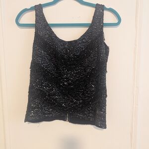 Saks Fifth Avenue Black Sequin Tank Top